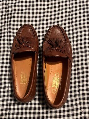 French Shriner Men’s Brown Leather Tassel Loafers size 10w